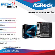 MOTHERBOARD ASROCK B550M ITX/AC / AM4 / MATX / RAM x 2 / M.2 x 1 / PCIEx16 x 1 / ARGB x 1 / RGB x 1