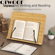 QTWOOF Book Stand, Wooden Folding Reading Holder, 8 Adjustable Tilt Angles Multi-Functional Post Sta