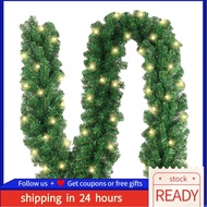 Newlanrode Christmas Pine Vine Wreath  Eye Catching with LED Light for Garden