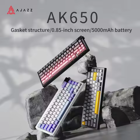 Ajazz Ak650 65% Layout Hot-Swappable Gaming Mechanical Keyboard 2.4g Wireless (Feiyu Purple/White/Bl