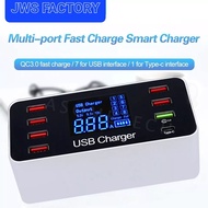 A9+ ที่ชาร์จอุปกรณ์ USB Hub 8-port ช่องพร้อมช่องType-C 8Ports LCD Display fast charge QC3.0 and TYPE