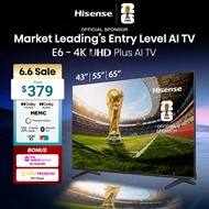 Hisense E6Q 43/55/65 inch 4K UHD Plus AI TV | Dolby Vision & Audio | DTS VirtualX | MEMC
