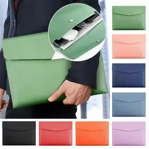 A4 Envelope Folder Leather Leather Document Pouch Large Capacity A4 A5 Briefcase Leather File Folder