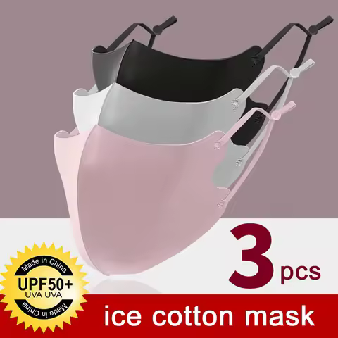 3Pcs Outdoor Cool Silk Cotton Face Mouth Mask for Man Woman Washable Reusable Anti Dust Windproof Mo