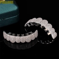 PIXELHIVE​ Hiphop Teeth Grillz, Rhinestone Hip Hop Teeth Grillz Set, Punk Jewelry Zircon Top & Botto