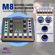 M8 Sound Card 12 Sound Effects Noise Reduction Mixers Headset Mic Voice Control Mixer for K Songs Mi