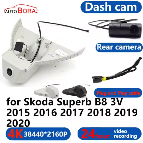 AutoBora 4K Wifi 3840*2160 Car DVR Dash Cam Camera 24H Video Monitor for Skoda Superb B8 3V 2015 201