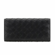 【BOTTEGA VENETA 寶緹嘉】BV Intrecciato Large Flap 編織皮革 卡夾 皮夾 長夾 黑色 814671