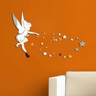 Funlife Fairy Princess with Stars Letter Mirror Wall Sticker，70x46cm 27.5x18inch DIY kids room decor
