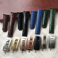 Watch accessories applicable to Rolex watch strap, cow leather, male Ditong, blue green, black water ghost leather watch strap20mm