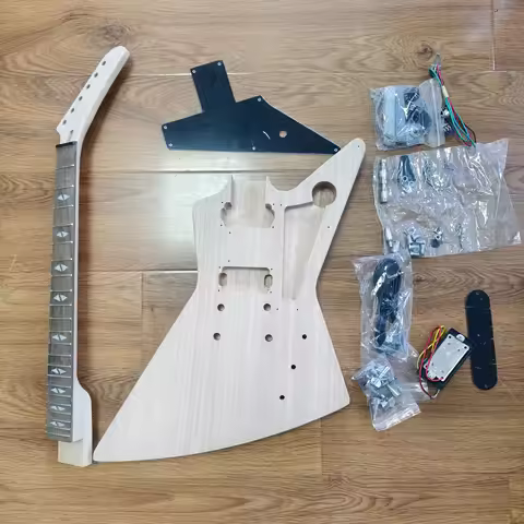 DIY Explorer Electric Guitar Kit Maple Neck Mahogany Body -Electric Guitar-Themed Gift Free shipping