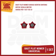 Baut Plat Nomer Obengan Bintang (SET ISI 2) - Baut Ring Variasi Model Bintang Untuk Plat Nomer Univ
