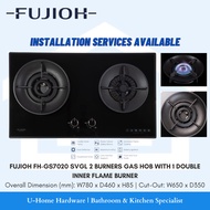 FUJIOH FH-GS7020 SVGL 2 Burners Gas Hob with 1 Double Inner Flame Burner (Installation Service Available)