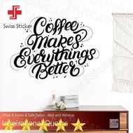 Coffee Cutting Sticker Coffee Decal Sticker Cafe Glass Wall Cafe Quotes - Cool White