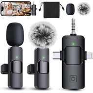 PQRQP 3 in 1 Professional Wireless Lavalier Microphone for, Android, Camera, Wireless Mini Microphon