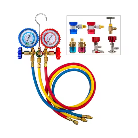 R134a R12 R22 R404a A/C Manifold Gauge Set with Hose for Household / Automobile A/C Air Conditioning