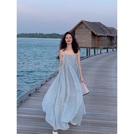 Blue two-strap beach maxi dress maxi dress beach dress