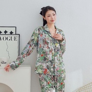 Ladies' Long-Sleeved Ice Silk Pajama Set - Cozy & Comfortable