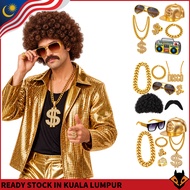 70s Men’s Disco Costume Set | Retro Party Outfit Accessories | Includes Wig, Sunglasses, Jewelry