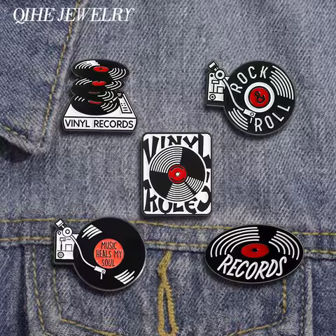 80s 90s Retro Vinyl Record Enamel Pins Rock And Roll CD Nostalgic Brooches Backpack Lapel Badges Jew