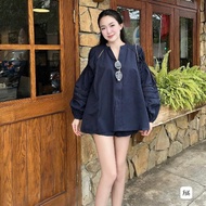 Summer women's set, v-neck long-sleeved shirt and shorts set 11(Z3) minh