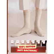 5 Pairs Women Crew-length/Mid-calf Socks Stocking 100% Cotton Anti-Bacterial (Thickness: Regular)