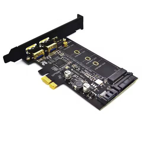 2x USB 3.0 & Type-c M.2 PCIe Adapter M2 SSD SATA B Key to PCI-e 3.0 Controller Converter Riser Card 