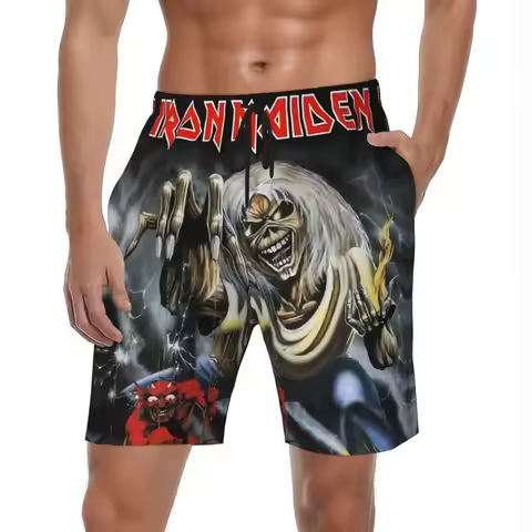 Fashionable Heavy Rock Band Fitness Shorts, Summer Beach Shorts, Men's Breathable Designer Outdoor S