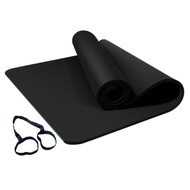 JBA Yoga Mat For Workout 10mm Thick Black NBR With Storage Strap