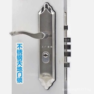 Door Lock Anti-Theft Door Handle Lock Stainless Steel Sky and Ground Lock Gate Lock Double Open Door Lock Set Lock Full Set