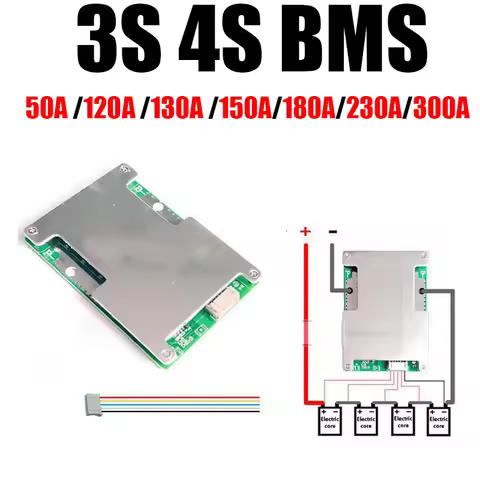 3S 4S Li-ion LifePo4 BMS 12V 120A 150A 180A 230A 300A Lithium Battery Protection Board Balance 3.2V 