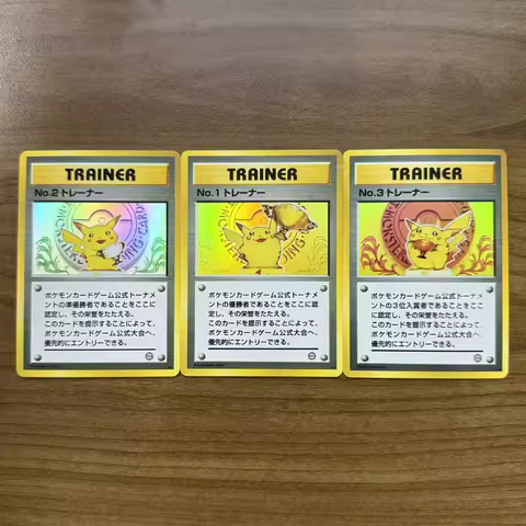 3Pcs/set Diy 1999 Pokemon Promotion Trophy Pikachu Collection Card Japanese Version Self Made Color 