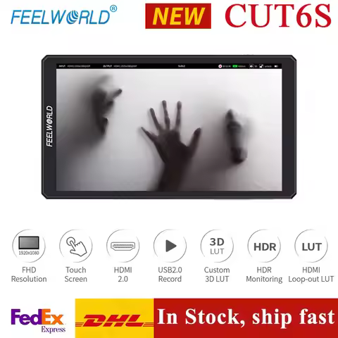 FEELWORLD CUT6S 6 inch 4K 3G-SDI/HDMI Touchscreen On-Camera Monitor Recorder 3D LUT Support for Live
