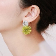 COR-DATE / 銀幣橄欖綠小綻放耳環