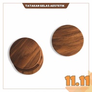 [IMMEDIATELY DONE] WOODEN COASTER MINIMALIST VERNISH 8CM COFFEE TEA CUP COASTER UNIQUE WOODEN COASTE