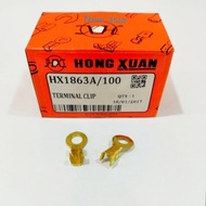 HX1863A Extra wide leg 1Box 100pc Ring Terminal Clip Wire Universal Gold Brass Car Round Terminal Wi