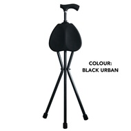 Folding Seat Cane, Walking Stick With Seat For Elderly/Seniors Black Colour