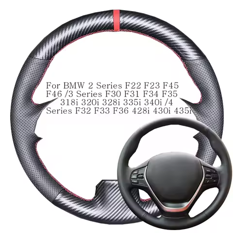 Carbon Fiber Leather Car Steering Wheel Cover For BMW 2 Series F22 F23 F45 F46 /3 Series F30 F31 F34