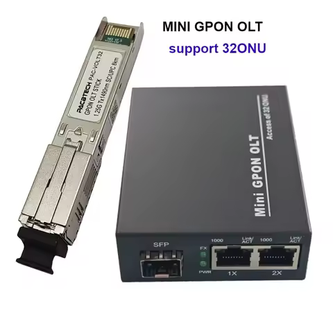 New Mini GPON OLT STICK Single Port 1 GPON Port 2*GE Ports 1.25G support 32 ONU Uplink Portable Fibe