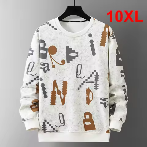 Plus Size 8XL 10XL Sweatshirt Men Hip Hop Streetwear Sweatshirt Vintage Graffiti Pullover Male Sweat
