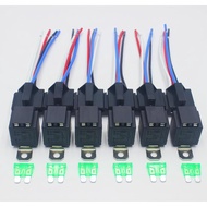 4-pin 12V 30 amp Fuse Relay Switch Set with 14 AWG hot Wire, 12V DC 4-pin SPST Fuse Relay, 12V Autom