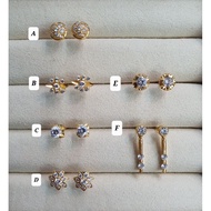 [READY STOCK] Subang Emas 750 Berbatu Zirconia Batu Swiss Gold Earrings 750 Gold with Zirconia Stone