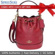 Coach Handbag In Gift Box Crossbody Bag Leather Dempsey Bucket Bag 1941 Red # CG532