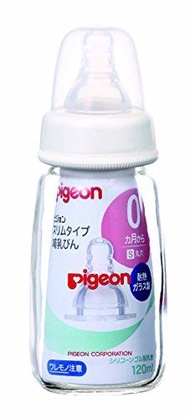 pigeon 細長型嬰兒奶瓶（耐熱玻璃配矽膠小圓孔奶嘴）120ml