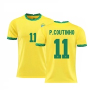 เสื้อกีฬาแขนสั้น ลายทีมชาติฟุตบอล Brazil Neymar Paqueta Jesus Vini Coutinho พลัสไซซ์ สําหรับผู้ชาย แ