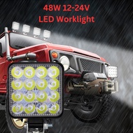 48W LED Headlights 12-24V For Auto Motorcycle Truck Boat Tractor Trailer Offroad LED Work Light Spotlight