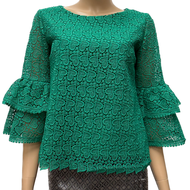 เสื้อลูกไม้คอตตอน ซับในลินิน ผู้ใหญ่ อก 38" 40" 42" 44" 46" 48" 50" อินกะออย In Ka Oil สีชา/ขาว/เขีย