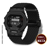 สายนาฬิกาผ้าไนลอนยืดหยุ่น Casio GBD-200 สายนาฬิกาแบบปรับแต่งได้พร้อมหัวเข็มขัดพับเดี่ยว หนาปานกลาง ก