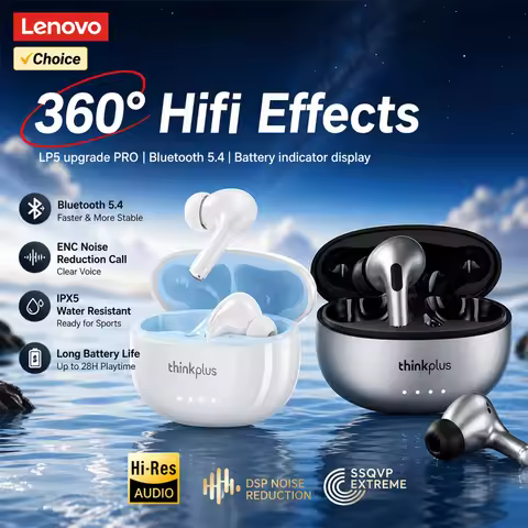 Lenovo Original LP5 PRO TWS Wireless Bluetooth V5.4 Stereo Earphones Long Endurance Touch Earbuds Lo