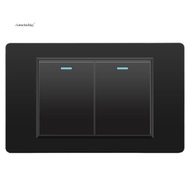 Tempered Glass Panel 2 Gang Wall Electrical Switches Light Switch 2 Way 118mmx72mm Mechanical Button
